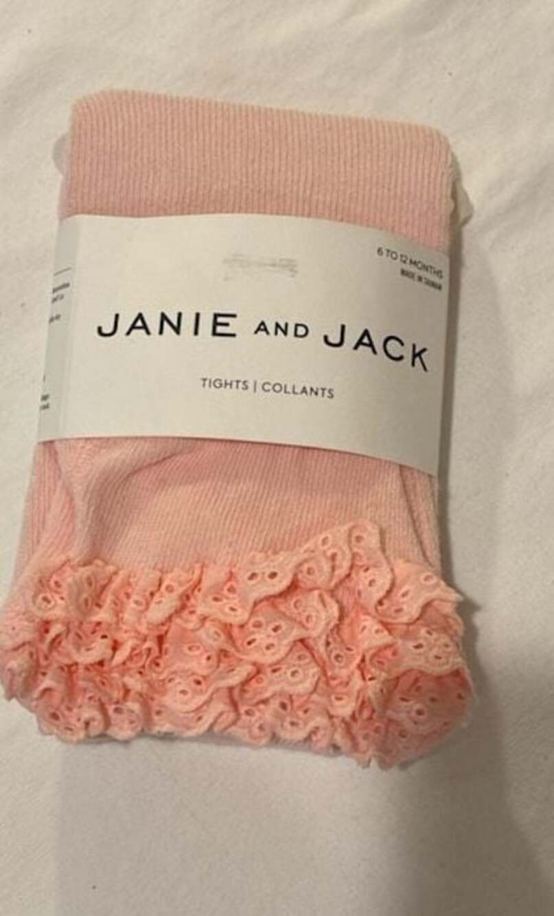 Janie and Jack Pink Lace Trim Tights for 6-12 Months
